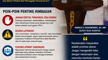 Bupati Biak Numfor Keluarkan Himbauan Tegas Pasca Ledakan Maut Bom Peninggalan PD II