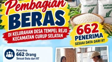 Kelurahan  Tempel Rejo Salurkan Bantuan Beras dari Bulog dan Dinas Pangan